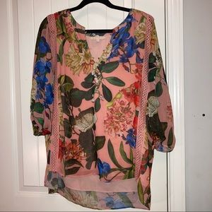 GIBSON LATIMER FLORAL BLOUSE